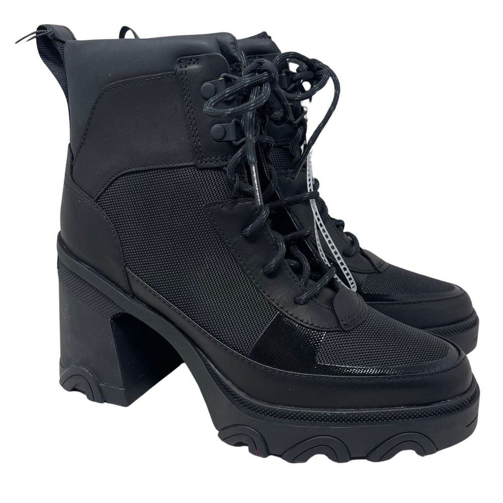 Sorel Black Lace-Up Chunky Heel Ankle Boots